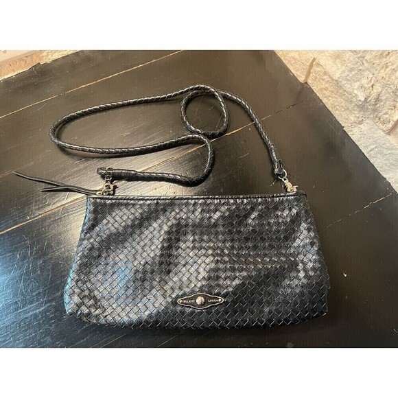 Elliot Lucca Woven black Baguette Bag Purse With Woven Strap, Clutch/ Crossbody - Picture 1 of 7